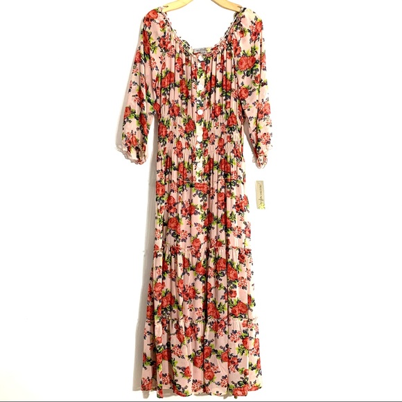 Anthropologie Dresses & Skirts - Anthro Boho long dress pink floral  L